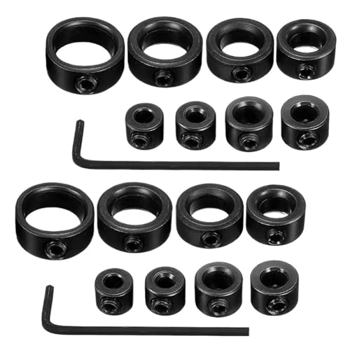 LIUCH Neue Bohrer Tiefe Stop Bit Kragen Set Einstellbare Positionierer Begrenzung Ring Inbusschlüssel Festziehen Stopper Set-Schrauben Holzbearbeitung Werkzeug(18 pcs set) von LIUCH