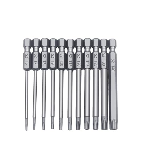 LIUCH Torx-Schraubendreher, flacher Kopf, manipulationssicher, Sicherheitsbohrer-Set for elektrische Bohrmaschine, magnetischer Verlängerungsadapter, Stern-Sechskant-Spline-Bit(11pcs 75mm Torx Bits) von LIUCH