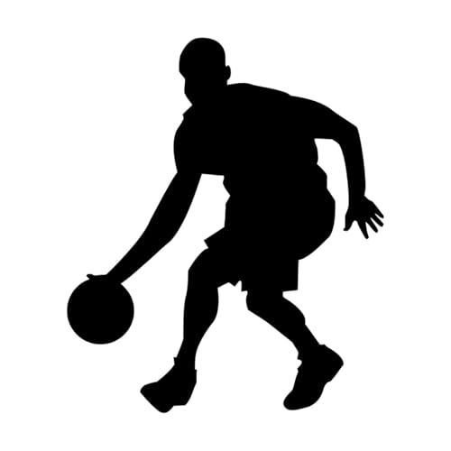 Basketball-Wandaufkleber, Basketball-Spieler-Silhouette, Basketball-Wandaufkleber für Kinderzimmer, Dekoraufkleber, Vinyl, Sport-Aufkleber-XL-79x92cm-Black von LIUJIAHAO