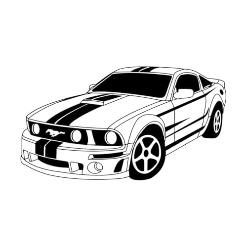 Mustang Muscle Car Fahrzeug Auto Spiel Wandaufkleber Jungenzimmer Kinderzimmer Racing Super Car Wandtattoo Schlafzimmer Vinyl-L-49x89cm-Black von LIUJIAHAO