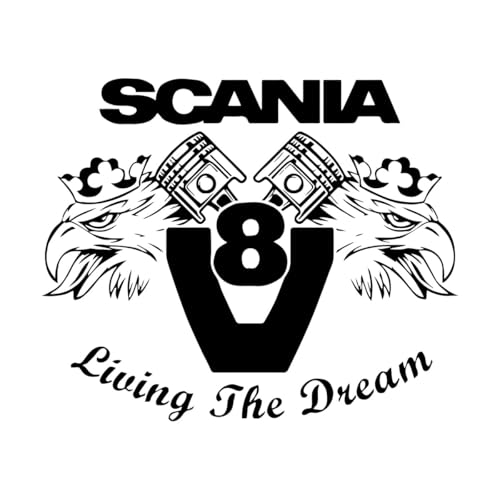 Wandaufkleber für Autos, Scania, Living the dream V8, Svempra Creatives, Vinyl, für Kinderzimmer, Teenager-Schlafzimmer-L-57x68cm-Black von LIUJIAHAO