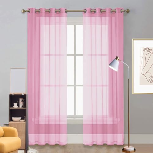 LIUNADM Verdunkelungsvorhang 150 x 160 cm Wärmeisolierend, Ösenvorhang Scheibengardine Voile, Küche Kurzgardine für Wohnzimmer Landhaus Kleine Fenster, Rosa von LIUNADM