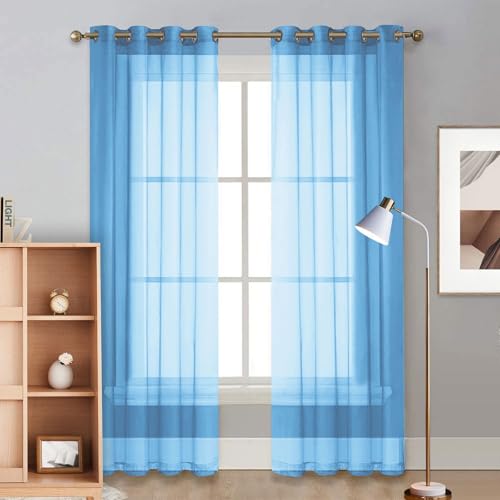 LIUNADM Verdunkelungsvorhang 270 x 150 cm Größe Und Farbe Wählbar Thermofenstervorhänge, Kurzgardine Voile für Küche Wohnzimmer Landhaus, Himmelblau von LIUNADM