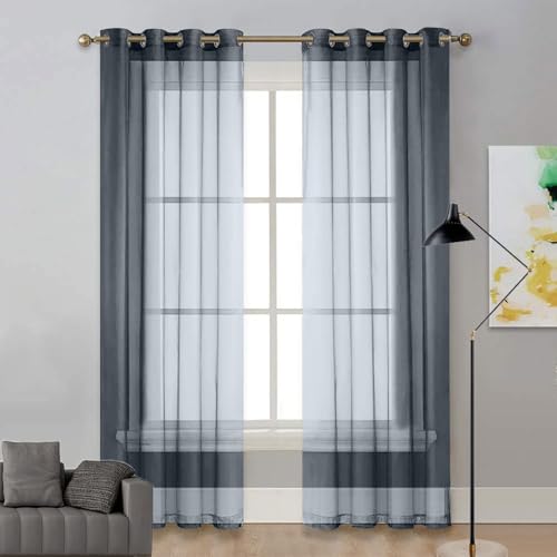 LIUNADM Verdunkelungsvorhang 75 x 270 cm Wärmeisolierend, Ösenvorhang Thermofenstervorhänge, Kurzgardine Voile für Küche Büros Wohnzimmer Schlafzimmer, Grau von LIUNADM