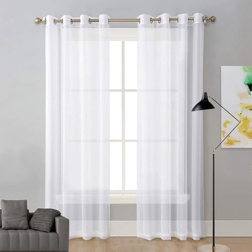 LIUNADM Verdunklungsvorhänge 50 x 230 cm Größe Und Farbe Wählbar Scheibengardine Voile, Küche Kurzgardine für Küche Büros Wohnzimmer Schlafzimmer, Weiß von LIUNADM