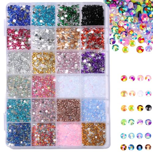 24 Farben Nail Art Strasssteine, Handwerk Strasssteine, Kristall Edelstein Strasssteine, Bunte Strasssteine für Nageldekoration, Kann für Rollerreinigung, Schuh-Make-up, Nagelkunst, DIY Handwerk von LIUQOBN