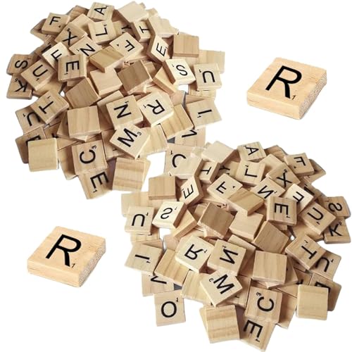 200 Stück Scrabble Buchstaben Holz A bis Z Puzzle, Scrabble Junior, Scrabble Buchstaben, Holz Buchstabe Fliesen zum Spielen für Kindererziehung Bastelarbeiten Schlafzimmer Decor von LIURFLNC