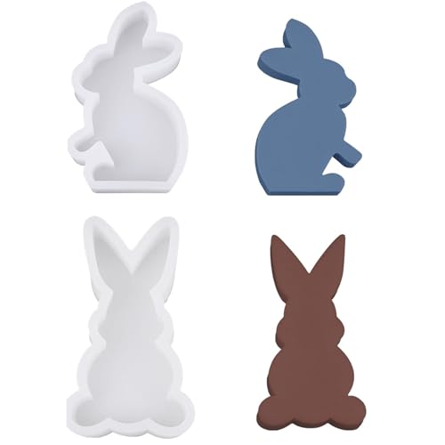 LIURFLNC 2 Stück Silikonform Ostern, Silikonform Osterhase, 3D Kaninchen Osterhase Silikonform, Silikon 3D Kaninchen Ostern Silikonformen Gießformen Ostern for Gips, Sojawachs Kerzen, Ostergeschenke von LIURFLNC