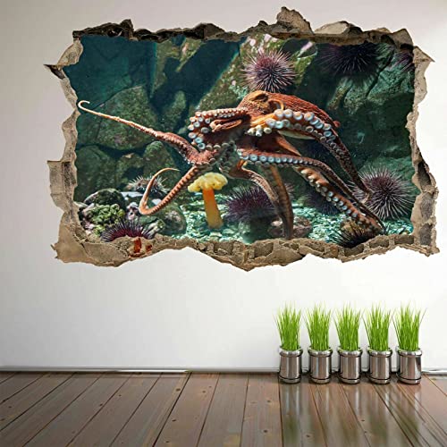 Krake 3D Wandkunst Aufkleber Wandtattoo Poster Kinderzimmer Dekor Meer Ozean HB7 von LIUWW