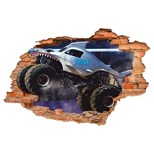 Monster Truck Wandtattoo, Big Truck Wandtattoo, Wand-Dekor, Shark Truck, Rennen von LIUWW