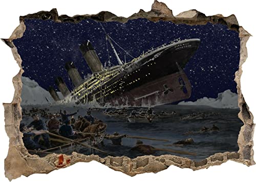 Sinking Titanic Water Cruise 3D Smashed Wall Sticker Poster Decal Bedroom von LIUWW