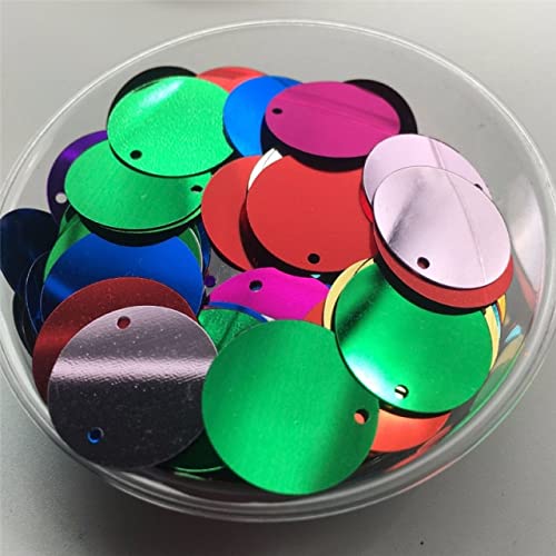 LIUXIN 10 mm, 15 mm, 20 mm, 25 mm, 30 mm, PVC, flach, rund, lose Pailletten, Pailletten, zum Nähen von Hochzeitshandwerkszubehör mit 1 Seitenloch von LIUXIN