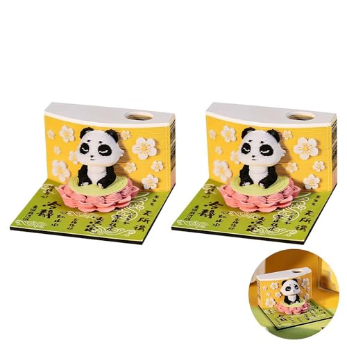 3D Memo Pad, Panda 3D Art Sticky Notes Tear Away with Pen Holder Acrylic Box, 230 Sheets Panda Post Notes Non-Stick DIY Notes Notepad, Paper Carving Desktop Sculpture Decorative Gift von LIUZHIPENG