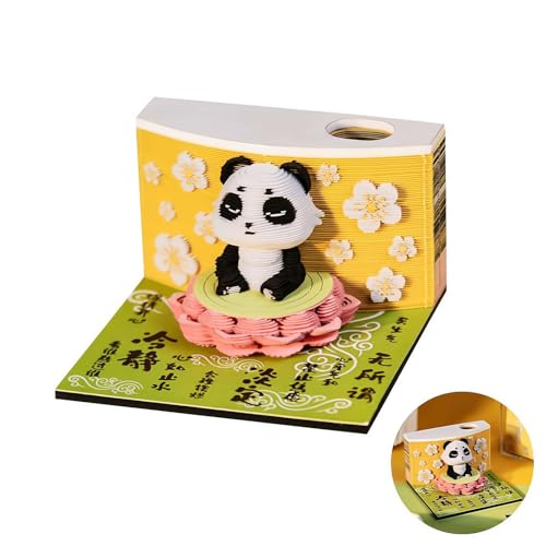 3D Memo Pad, Panda 3D Art Sticky Notes Tear Away with Pen Holder Acrylic Box, 230 Sheets Panda Post Notes Non-Stick DIY Notes Notepad, Paper Carving Desktop Sculpture Decorative Gift von LIUZHIPENG