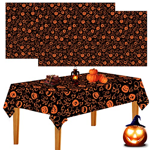 2 Stück Halloween Tischdecke Gruseliger Kürbis Tischdecke Wiederverwendbare Halloween Party Dekoration Tischdecke -wasserdichte/Druck Klar Kein Verblassen - für Halloween Deko (B) von LIVESTN