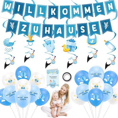 32-teiliges Willkommen Zuhause Baby Willkommen Zuhause Girlande Storch Geburt Herzlich Willkommen Girlande Willkommen Zuhause Banner Baby- & Kleinkinderzimmer Home Deko Wilkommensdeko von LIVESTN