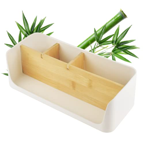 ECO Schreibtisch Organizer | Tisch- Büro- Kosmetik- Organizer | Handy & Tablet Halterung | Stiftehalter Schreibtisch | Briefablage | Serviettenhalter | Organizer box | home office storage (groß, weiß) von LIVONDO