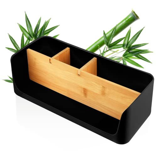 LIVONDO ECO Schreibtisch Organizer | Tisch- Büro- Kosmetik- Organizer | Handy & Tablet Halterung | Stiftehalter Schreibtisch | Briefablage | Serviettenhalter | home office storage (groß, schwarz) von LIVONDO