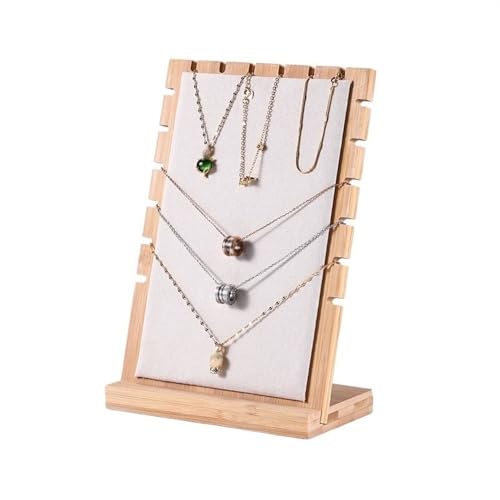 LIXIONGQUANLAL Jewelry Organizer Holz Abnehmbare Halskette Display Rack Anhänger Organizer Schmuck Display Board Schmuck Hängen Rack Display Stand Necklace Holder(Beige) von LIXIONGQUANLAL