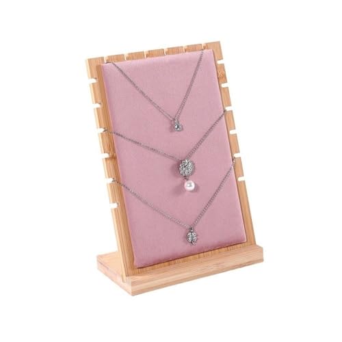 LIXIONGQUANLAL Jewelry Organizer Holz Abnehmbare Halskette Display Rack Anhänger Organizer Schmuck Display Board Schmuck Hängen Rack Display Stand Necklace Holder(Pink) von LIXIONGQUANLAL