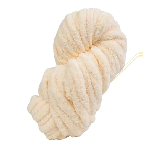 LIYIANWAN tianwandong 250 g Dickes Eisstreifen-Garn for Decke, handgewebt, große Dicke, Chenille, Sitzkissen, Nest, Schal, Mütze, Garnknäuel(05 beige) von LIYIANWAN