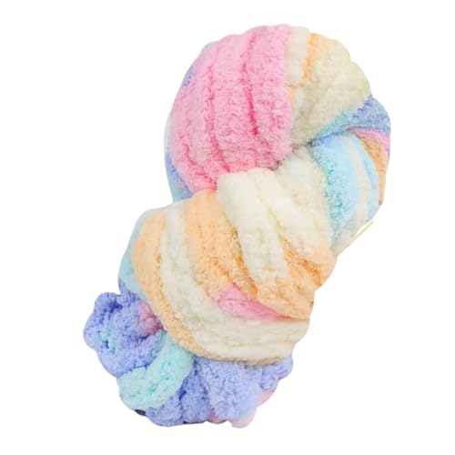 LIYIANWAN tianwandong 250 g Dickes Eisstreifen-Garn for Decke, handgewebt, große Dicke, Chenille, Sitzkissen, Nest, Schal, Mütze, Garnknäuel(20 Cotton Candy) von LIYIANWAN