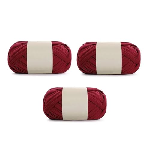 LIYIANWAN tianwandong 3PC 300g Dickes Garn handgemachte weiche farbige Stoffgarn Teppich DIY gewebte Tasche Spielzeug Slipper Material(20 Wine Red) von LIYIANWAN