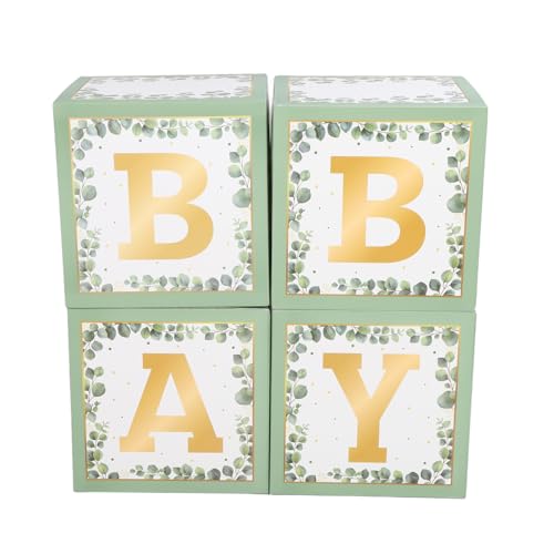 Dekorationen Ballonboxen Kit Box Brief BABY Dekoration Papier für Hochzeit Geburtstag Party Mädchen Baby Brautpartys Geschlecht offenbaren Dekor (Green Leaf Bronzing) von LIYJTK