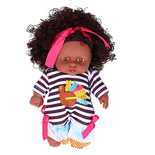 LIYJTK 25 cm 9,8 Zoll Schwarze Babypuppe Afrikanisches Mädchen mit Kleid Kleinkinderpuppen Spielen Kinder Kinder Kleinkindspielzeug Geburtstag Silikonspielzeug für und Mädchen von LIYJTK