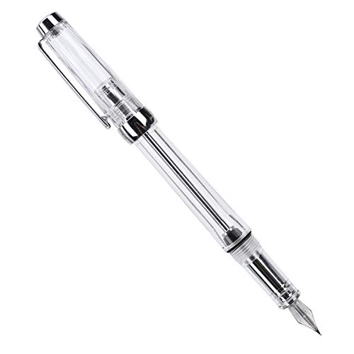 LIYJTK Füllfederhalter mit großer Kapazität, transparent, glatt schreibend, Edelstahl-Stift, Kalligraphie-Stift, Business-Schreibstift, Büro, Schulbedarf, 0,5 mm (Transparent White) von LIYJTK