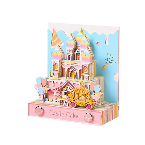 3D Memo Pad Art Sticky Notes, Castle Cake Notizbad mit handgerissenem Papierskulptur Kunstwerk, dekorativer Desktop -Ornament für Bürohaus, kreative idee von LIZEALUCKY