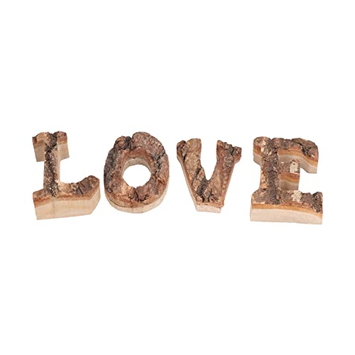 4 Stück Buchstaben-Holzblöcke, LOVE-Form, Retro-stehende dekorative Ausschnitte, DIY Vintage-Holzbuchstaben-Dekorationen für Zuhause, Wand, Tischdekoration von LIZEALUCKY