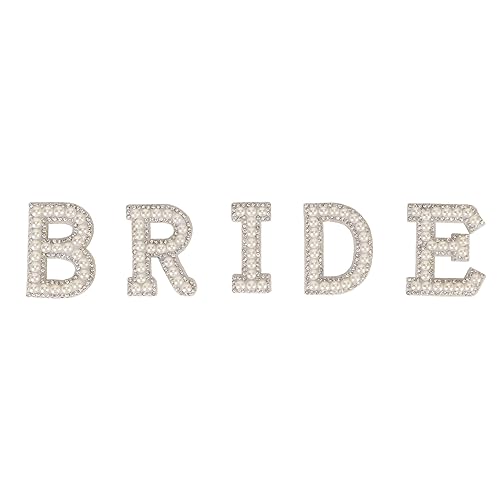 Buchstaben-Aufnäher zum Aufbügeln, englisches Aufbügel-Buchstabe BRIDE-Design, zum Aufnähen mit glitzernden Perlen-Strass-Applikationen für Kleidung, DIY, Kunsthandwerk von LIZEALUCKY