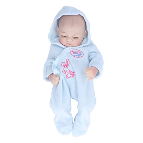 LIZEALUCKY 10-Zoll-Reborn-Babypuppe, Mini-weiches Silikon, zarte Gesichtsdetails, waschbare Babypuppe, lebensechtes Babypuppenspielzeug mit Pyjama für und Mädchen (10inch Blue Boy with Eyes Closed) von LIZEALUCKY