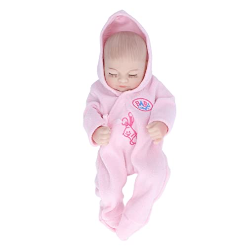 LIZEALUCKY 10-Zoll-Reborn-Babypuppe, Mini-weiches Silikon, zarte Gesichtsdetails, waschbare Babypuppe, lebensechtes Babypuppenspielzeug mit Pyjama für und Mädchen (10inch pink Boy with Eyes Closed) von LIZEALUCKY