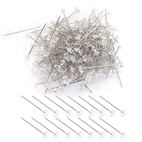 LIZEALUCKY 200 STÜCKE Bouquet Pins, Diamant Blumenstrauß Pins Nähen Corsagen Blumen Pins Strass Pins Gerade Kopf Pins für Hochzeit Schmuck DIY Dekoration von LIZEALUCKY