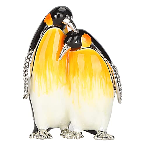 LIZEALUCKY Pinguin-Paar-Schmuckkästchen Mit Aufklappbarer, Emaillierter Schmuckschatulle Für Den Schreibtisch, Bastelsammlung, Dekor, Pinguin-Schmuck-Aufbewahrungsbox von LIZEALUCKY