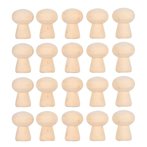 LIZEALUCKY Unfinished Wood Peg, 20pcs Peg Doll Bodies, Wood Mushroom Head Shape, Hand Graffiti Toys for DIY Crafts Art Painting Ornament von LIZEALUCKY