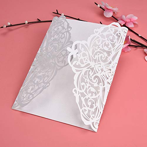 LIZEALUCKY Wedding Invitation Cards, 10Pcs Elegant White Cut Wedding Invitations Cards with Blank Inserts, Invitation Greeting Card for Engagement Party (004) von LIZEALUCKY