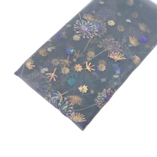 Braut Spitze Stoffe Traumhafter Pusteblumen-Pailletten-bestickter Gaze-Gaze-Hochzeitskleid-Stoff for Nähen for Damen-Gaze-Rock, Schleier, Hintergrunddekoration Spitzenstoff Zierspitze(GRAY,1yard X150c von LIZHAYG