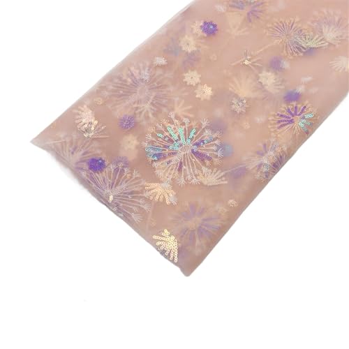 Braut Spitze Stoffe Traumhafter Pusteblumen-Pailletten-bestickter Gaze-Gaze-Hochzeitskleid-Stoff for Nähen for Damen-Gaze-Rock, Schleier, Hintergrunddekoration Spitzenstoff Zierspitze(Pink,1yard X150c von LIZHAYG