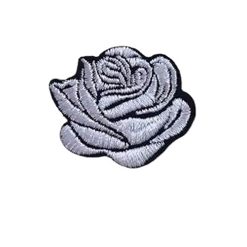 Bügelflicken 10 stück Mehrfarbige Kleine Rose Blumen Stickerei Eisen Patches for Kleidung Aufkleber Auf T-shirt Applikationen Streifen Kleidung Zubehör(Beige) von LIZHAYG