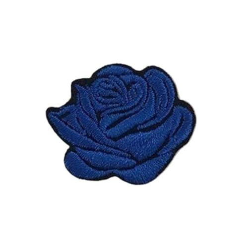 Bügelflicken 10 stück Mehrfarbige Kleine Rose Blumen Stickerei Eisen Patches for Kleidung Aufkleber Auf T-shirt Applikationen Streifen Kleidung Zubehör(Blue) von LIZHAYG