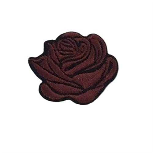 Bügelflicken 10 stück Mehrfarbige Kleine Rose Blumen Stickerei Eisen Patches for Kleidung Aufkleber Auf T-shirt Applikationen Streifen Kleidung Zubehör(Coffee) von LIZHAYG