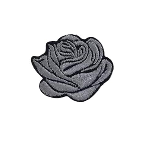 Bügelflicken 10 stück Mehrfarbige Kleine Rose Blumen Stickerei Eisen Patches for Kleidung Aufkleber Auf T-shirt Applikationen Streifen Kleidung Zubehör(Grey) von LIZHAYG