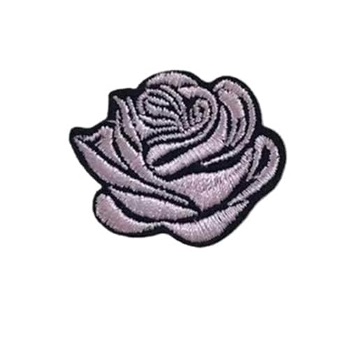 Bügelflicken 10 stück Mehrfarbige Kleine Rose Blumen Stickerei Eisen Patches for Kleidung Aufkleber Auf T-shirt Applikationen Streifen Kleidung Zubehör(Light Pink) von LIZHAYG