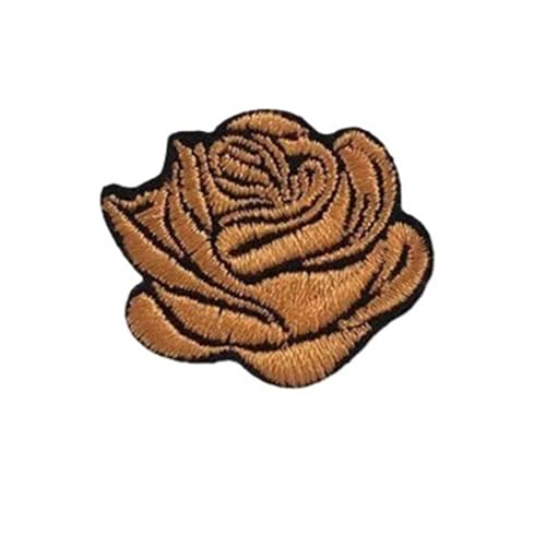 Bügelflicken 10 stück Mehrfarbige Kleine Rose Blumen Stickerei Eisen Patches for Kleidung Aufkleber Auf T-shirt Applikationen Streifen Kleidung Zubehör(Orange) von LIZHAYG