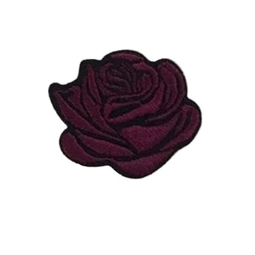 Bügelflicken 10 stück Mehrfarbige Kleine Rose Blumen Stickerei Eisen Patches for Kleidung Aufkleber Auf T-shirt Applikationen Streifen Kleidung Zubehör(Purple red) von LIZHAYG