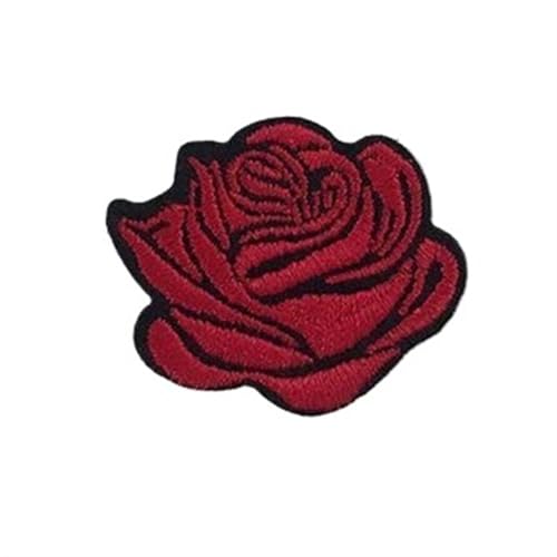 Bügelflicken 10 stück Mehrfarbige Kleine Rose Blumen Stickerei Eisen Patches for Kleidung Aufkleber Auf T-shirt Applikationen Streifen Kleidung Zubehör(Red) von LIZHAYG