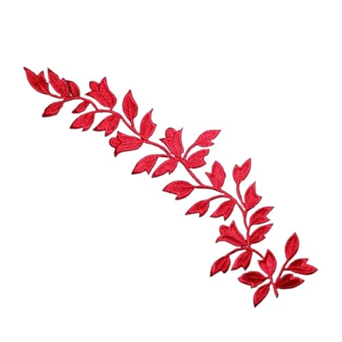 Bügelflicken 2 Stück 25 x 6 m Blatt-Applikation for Kleidung, Stickerei, Stoffaufkleber, for Aufbügeln, Basteln, Nähen, Reparatur(Red) von LIZHAYG